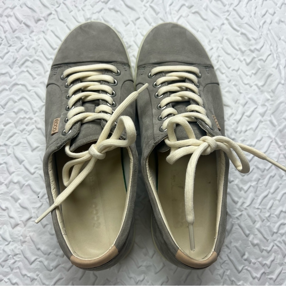 ECCO Gray Removable Insole Comfort Soft 7 Round Toe Lace-Up Leather Sneakers - Picture 5 of 10